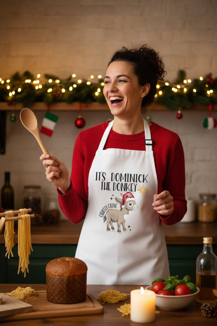 Dominick the Donkey Apron Lifestyle
