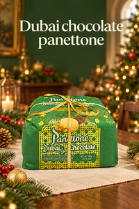 Dubai chocolate panettone Christmas photo with its headline retained