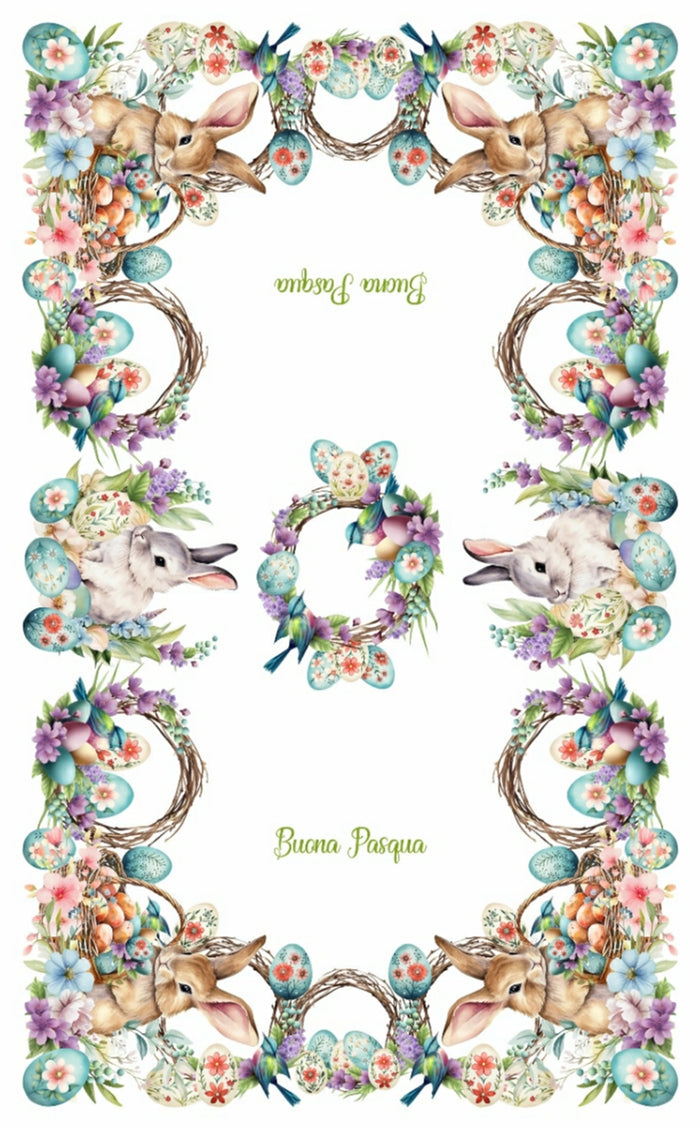 The Buona Pasqua - Easter Bunnies Tablecloth - Made in Italy - PRE-ORDER
