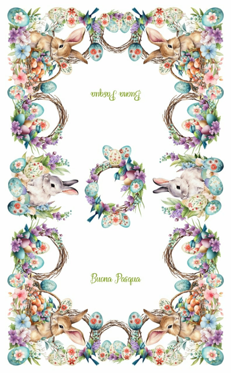 The Buona Pasqua - Easter Bunnies Tablecloth - Made in Italy