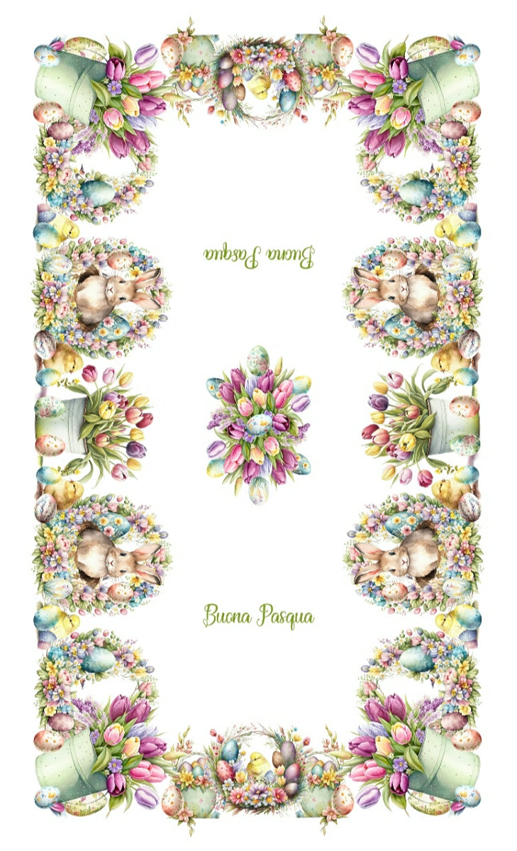 The Buona Pasqua - Easter Tulips Tablecloth - Made in Italy