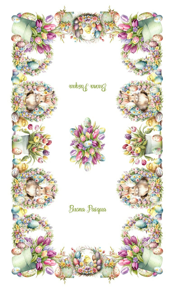 The Buona Pasqua - Easter Tulips Tablecloth - Made in Italy