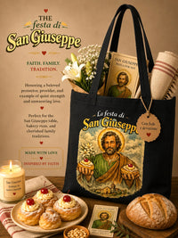 Black tote bag with Saint Joseph 