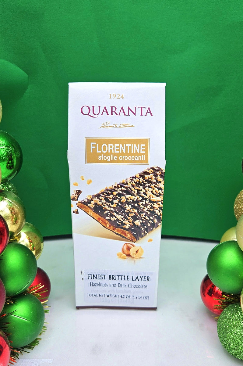 Crunchy Florentine Covered with Dark Chocolate and Hazelnut Grains