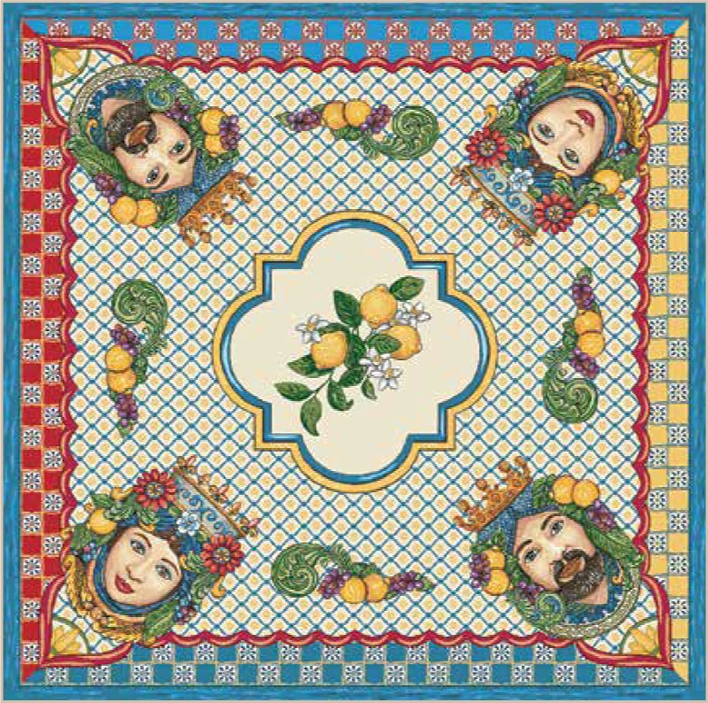 Folklore Siciliano Table  Topper - 40" x 40" - Made in Italy