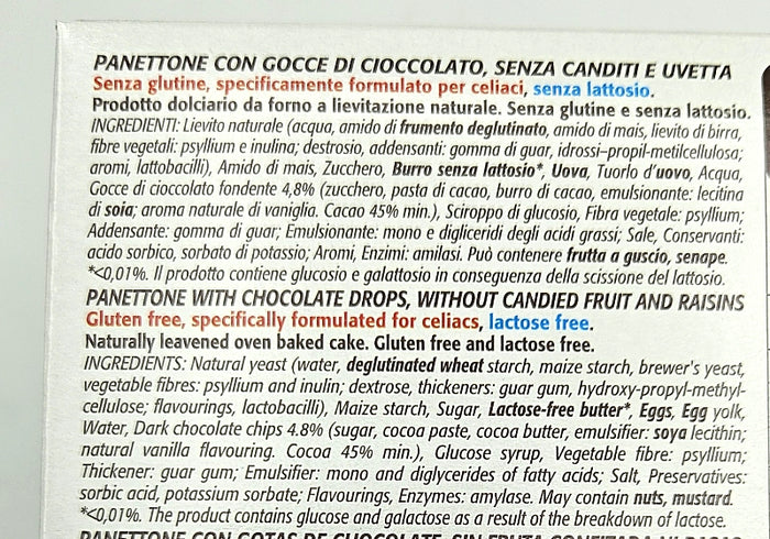 Panettone with Chocolate Chips - Gluten Free - Lactose Free
