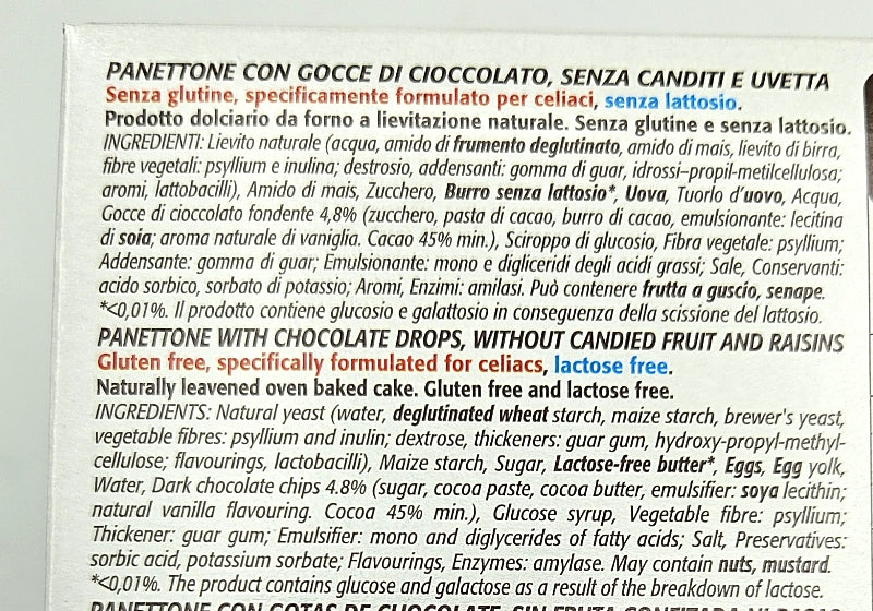 Panettone with Chocolate Chips - Gluten Free - Lactose Free