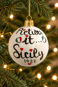 Golden Girls ornament hanging on a Christmas tree