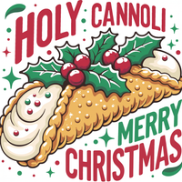 Holy Cannoli artwork with Merry Christmas text