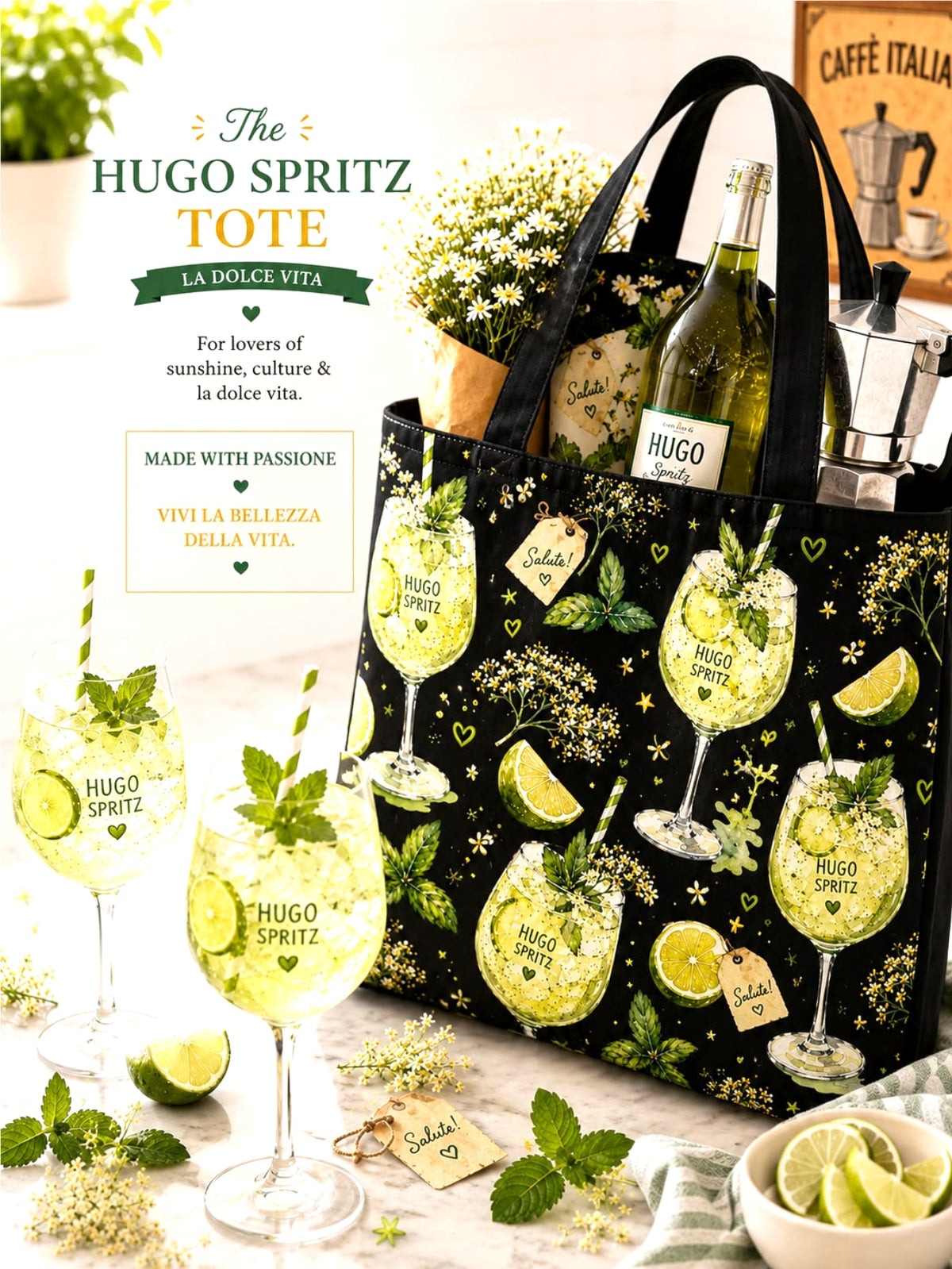 The Hugo Spritz tote bag black color