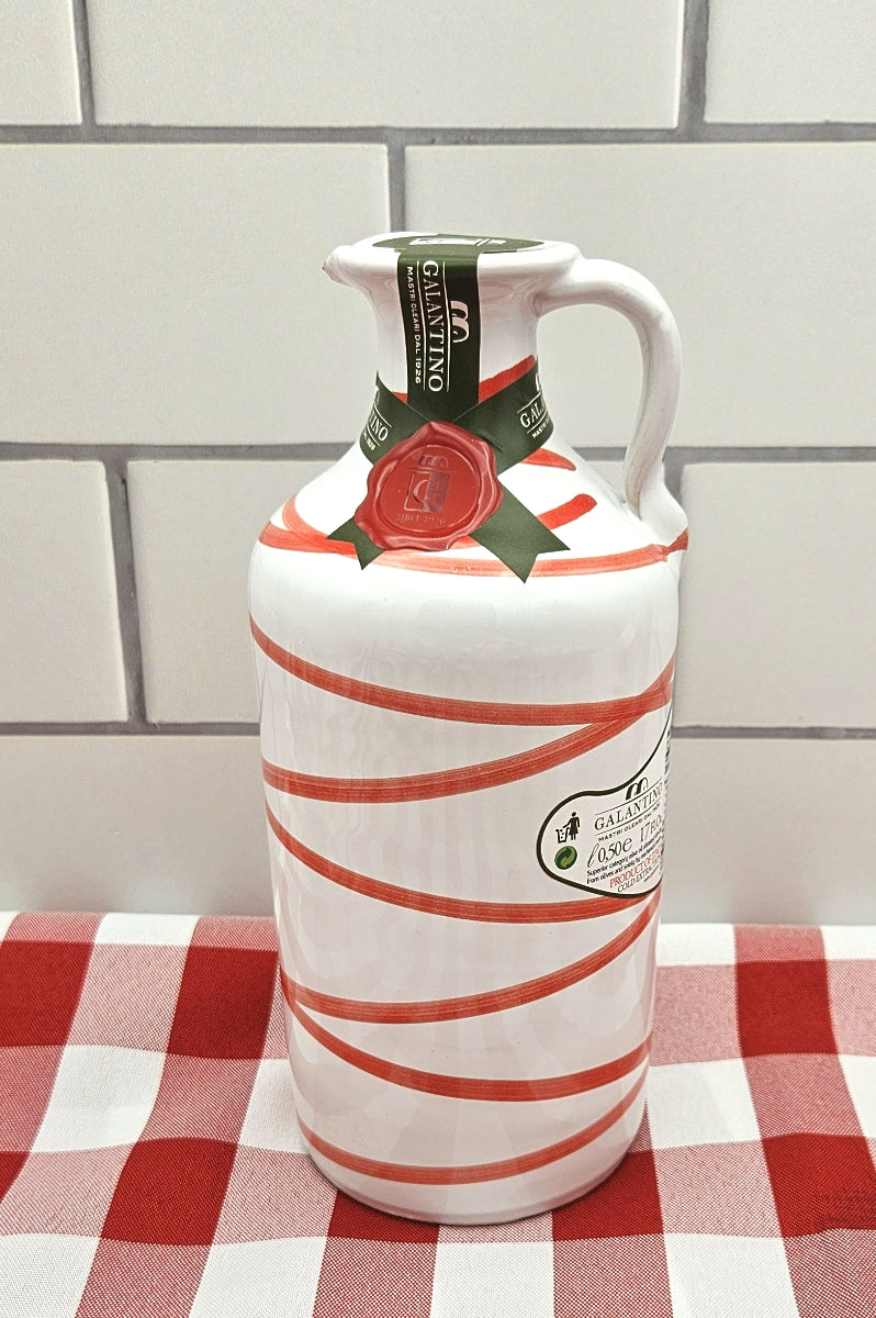 Intreccio Rosso - Extra Virgin Olive Oil from Puglia in Ceramic Jug by Frantoio Galantino