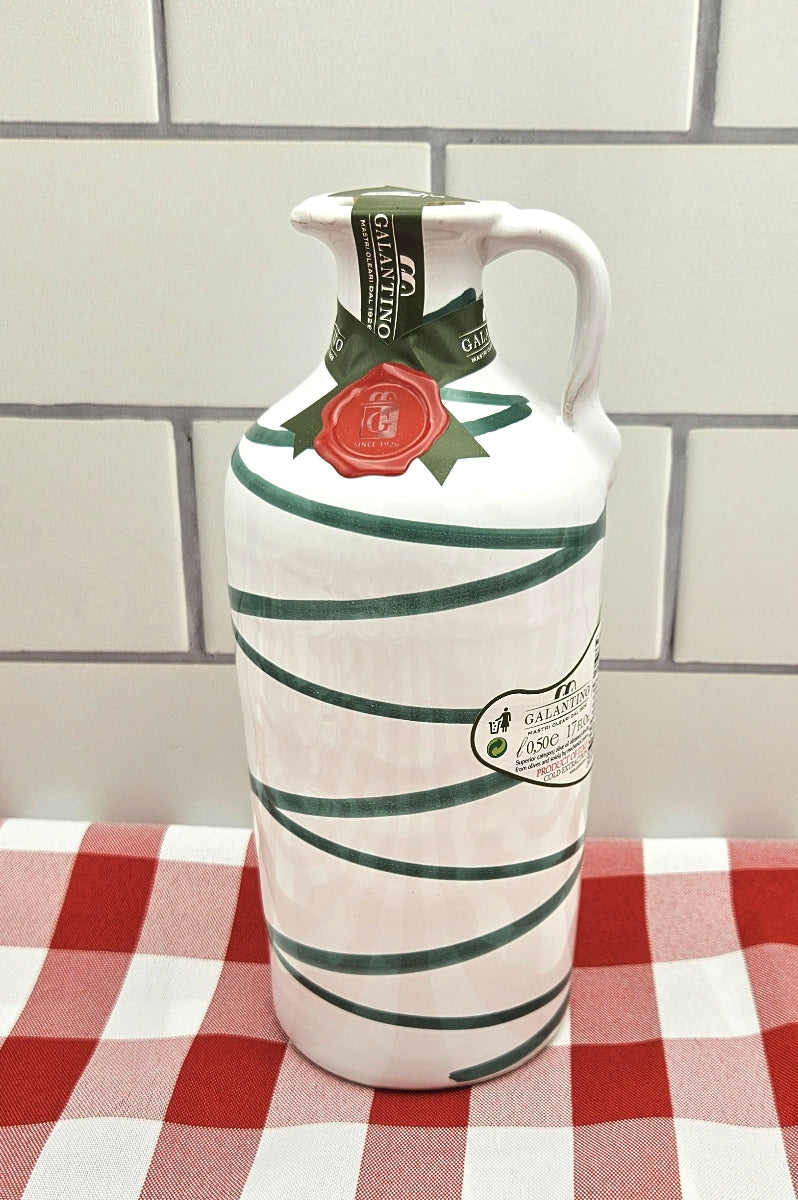 Intreccio Verde - Extra Virgin Olive Oil from Puglia in Ceramic Jug by Frantoio Galantino