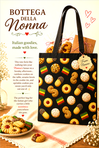 italian cookie tote bag black