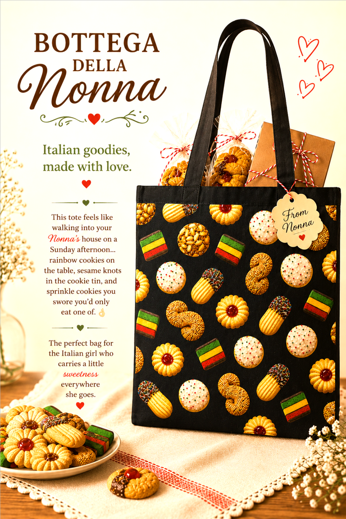 italian cookie tote bag black