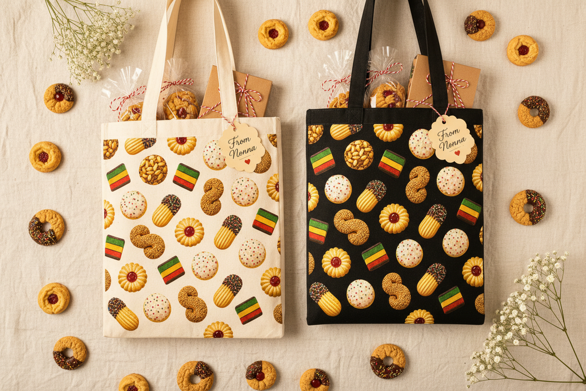 Italian Cookie Tote Color Variants Flat Lay