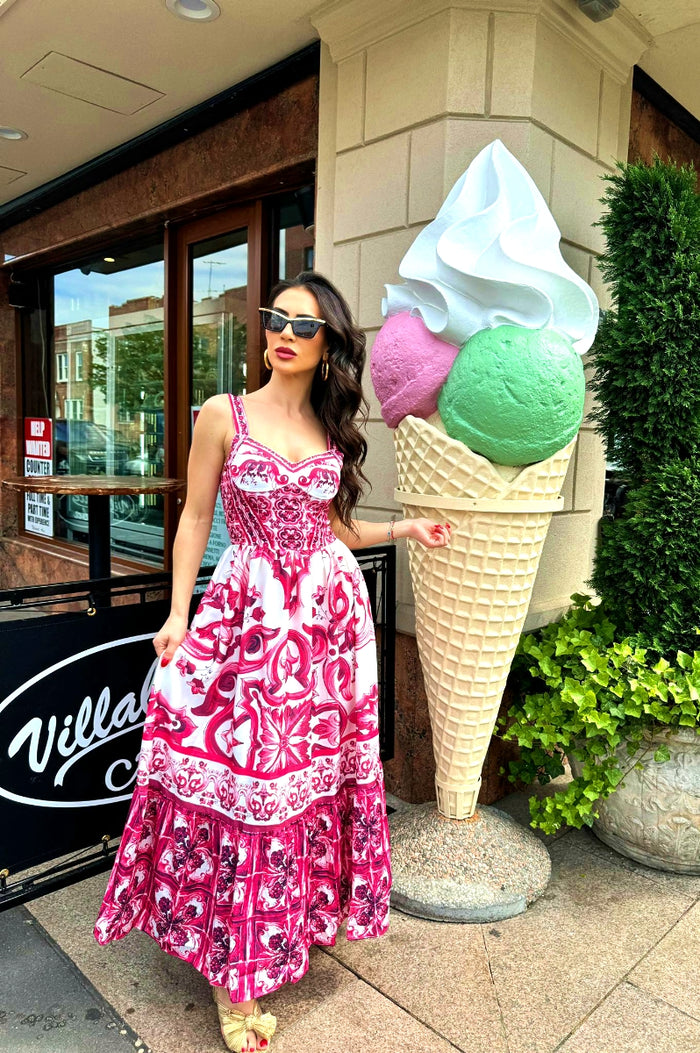 The Italian Tile Dress - Red