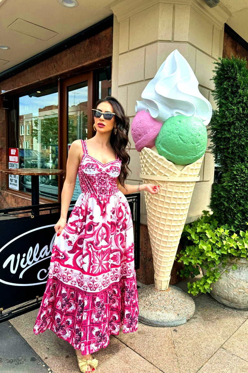 The Italian Tile Dress - Red