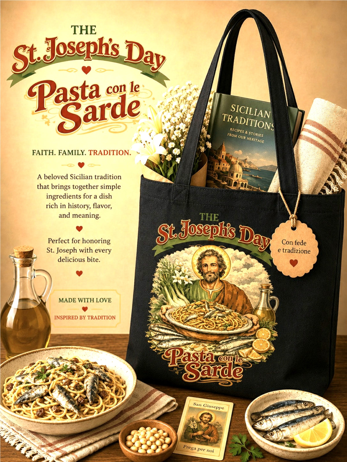 Pasta con Sarde  Tote for St. Joseph's Day