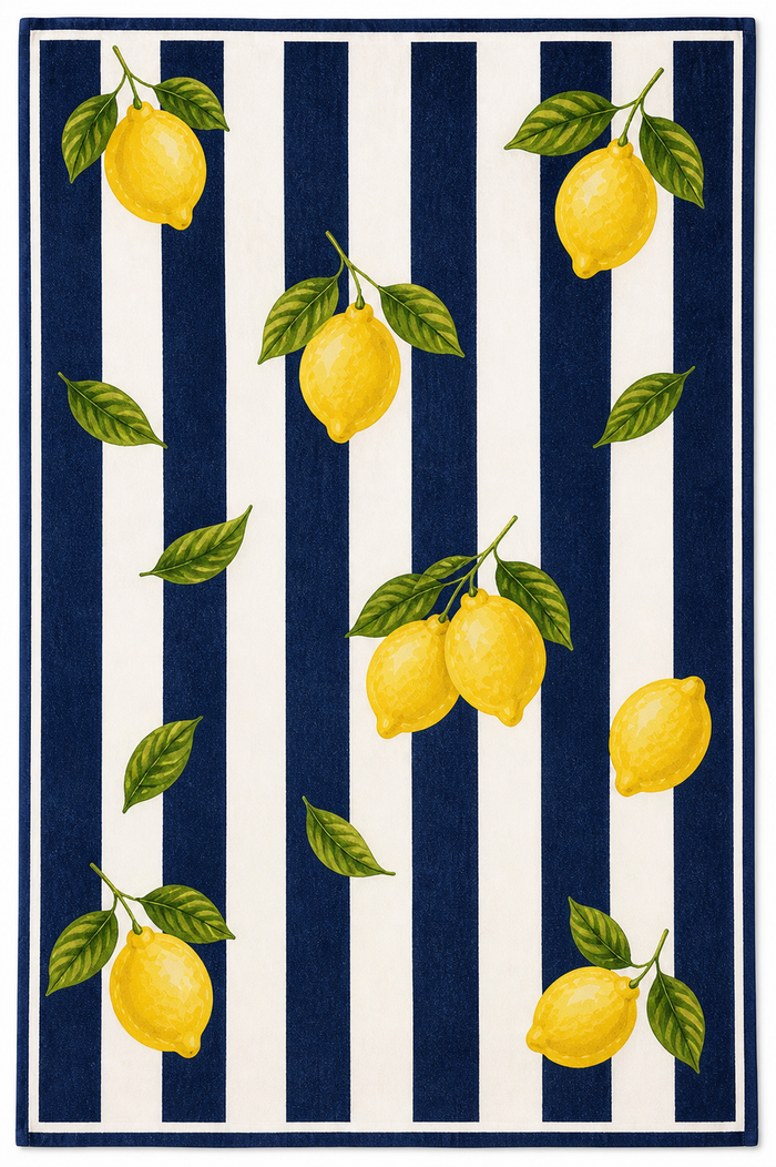 Lemon Blue Beach Towel