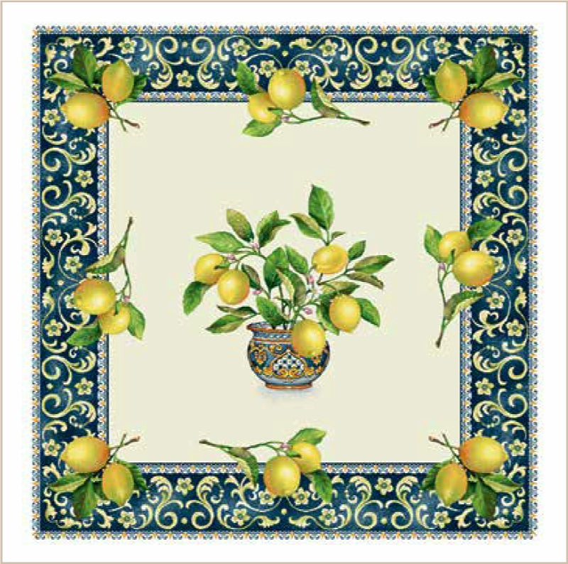 The Lemon Bouquet Table Topper - 40" x 40" - Made in Italy