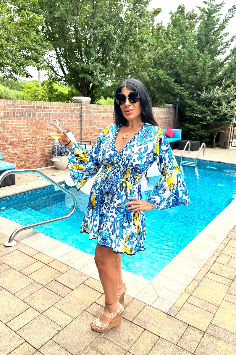 Lemon Frenzy Peasant Dress