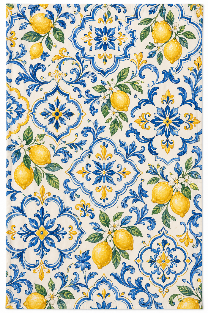 Lemon Majolica Beach Towel