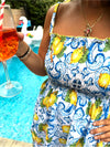 Lemon Majolica Smocked Dress - Made in Italy