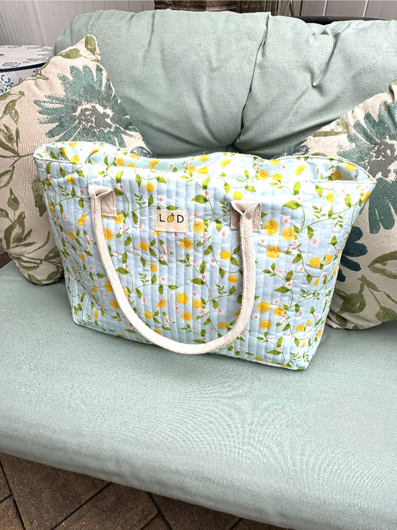 The Lemon Quilted Tote Bag - Imported from Italy