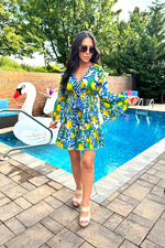 Lemon Spritz Peasant Dress