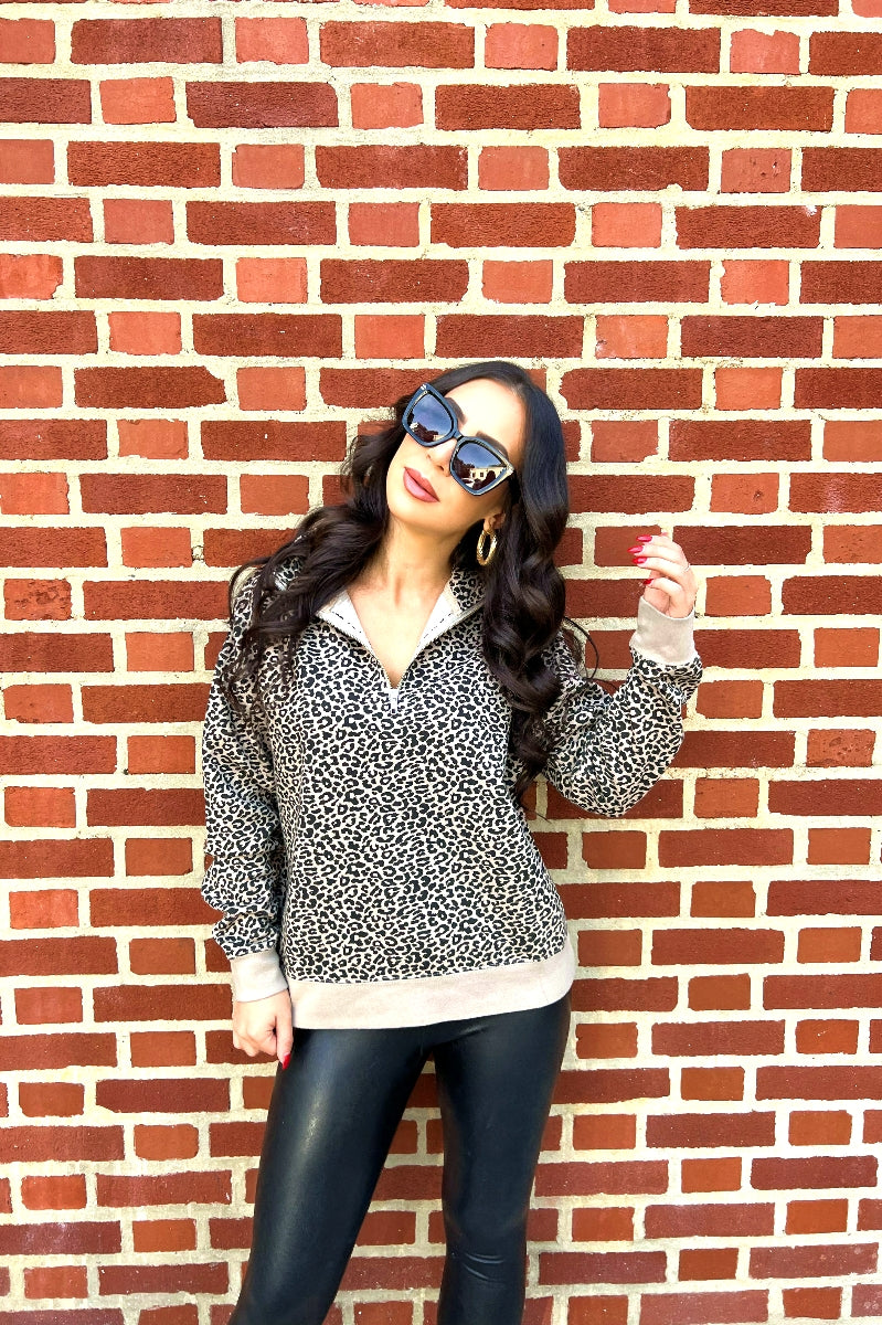 The Leopard Half Zip Sweatshirt