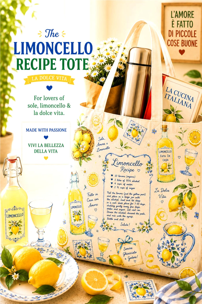 Limoncello Recipe tote shopping bag.