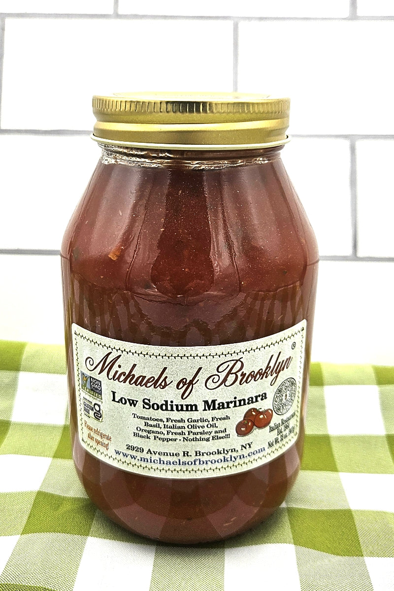Jar of Michaels of Brooklyn Low Sodium Marinara sauce 
