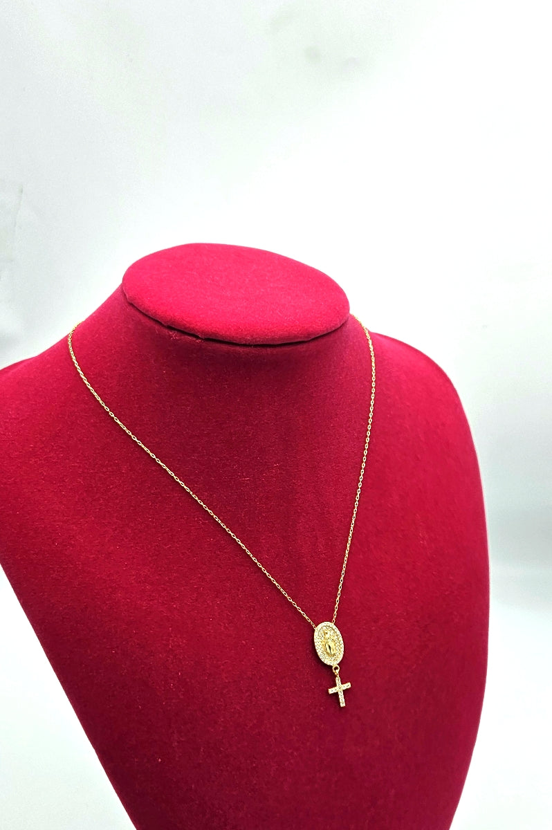 The Madonna Pave` Necklace - Yellow Gold