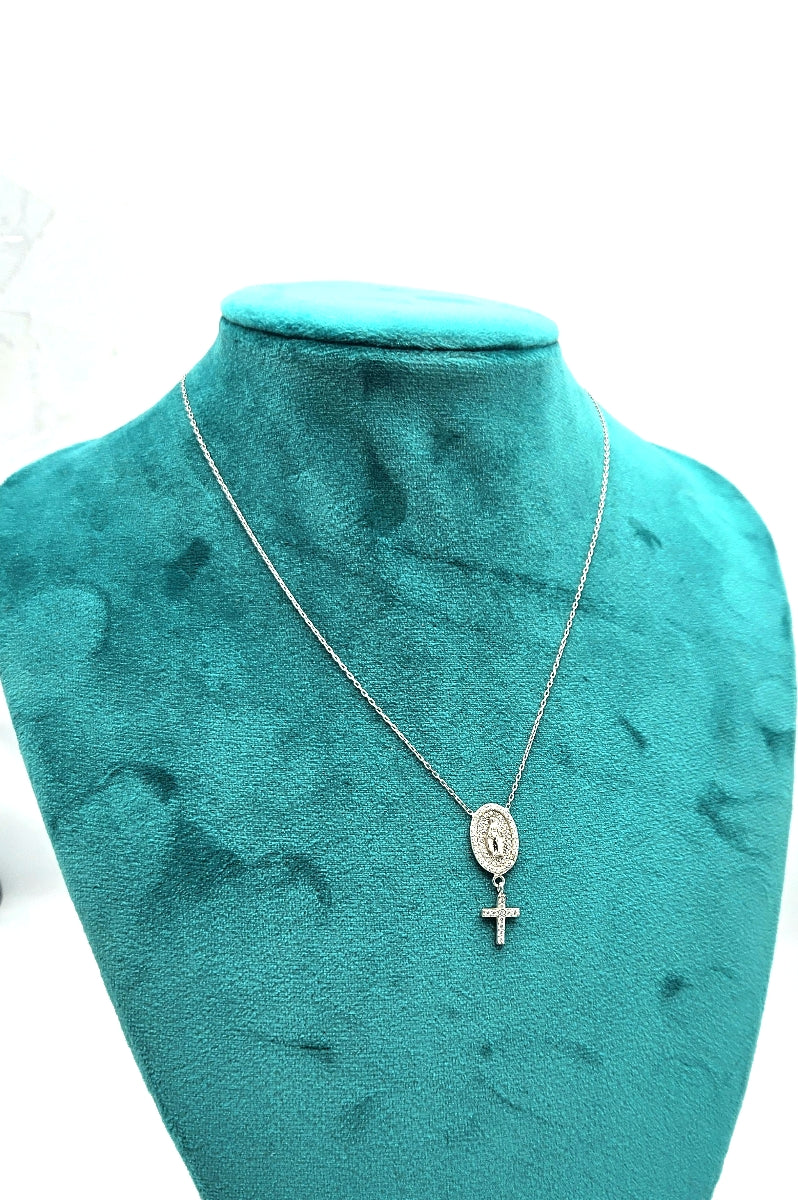 The Madonna Pave` Necklace - White Gold