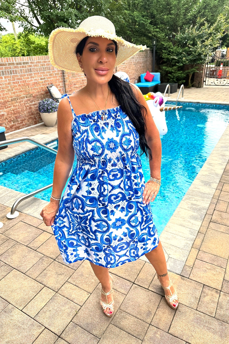 Majolica Smocked Dress - Made in Italy