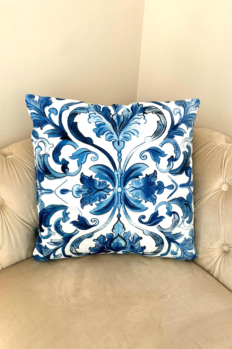 The Majolica  Velour Throw Pillow - Made in Italy