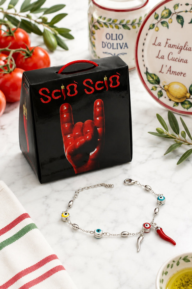 The Evil Eye (Malocchio) Capri Cornicello Bracelet - White Gold