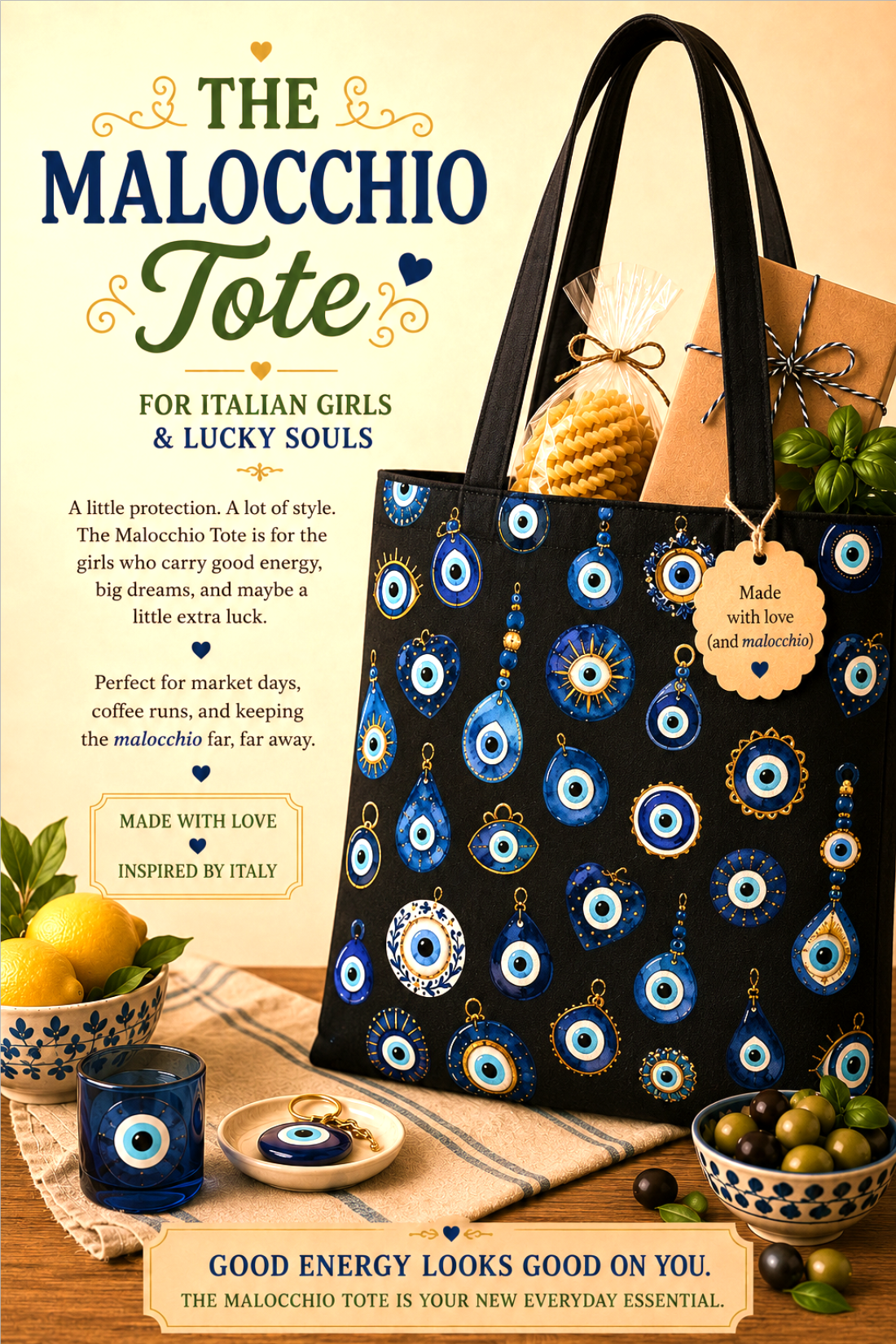 malocchio tote bag evil eye