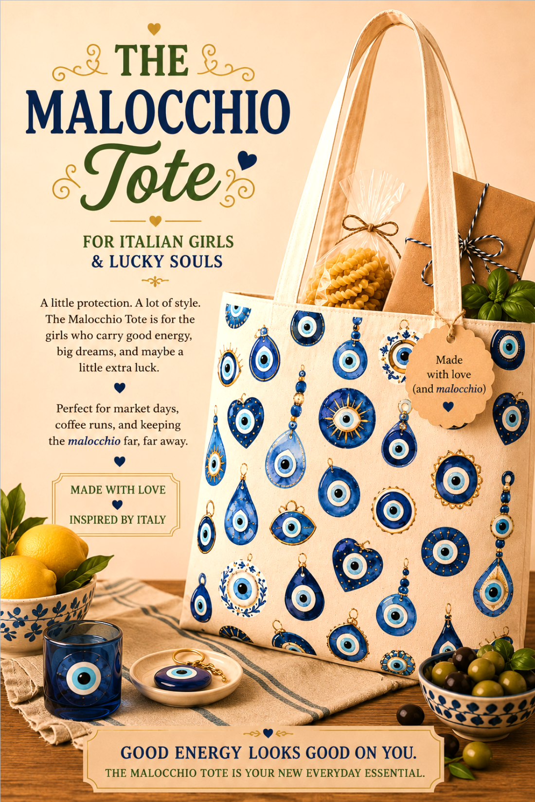 malocchio tote bag evil eye