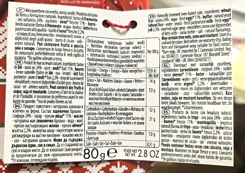 Mini Panettone in Christmas Mailbox Tin