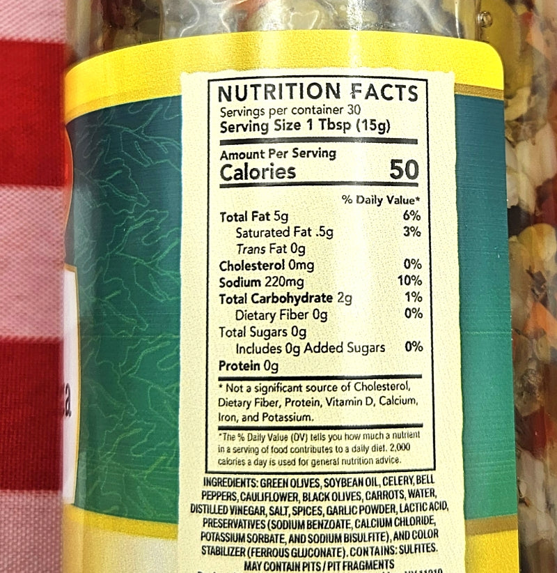 Muffuletta - Mediterranean Olive Salad - Mild