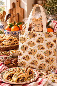Natural tote with scattered cookie crumbs restored