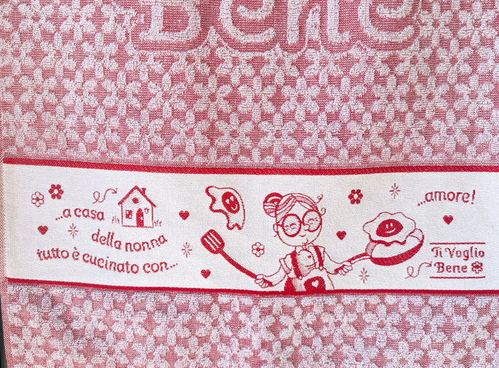 RED - FREE Ti Voglio Bene Terry Cloth Dish Towel - Made in Italy