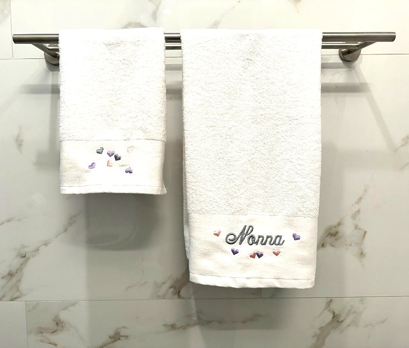 The Embroidered Nonna Bath Towel Set - Made in Italy