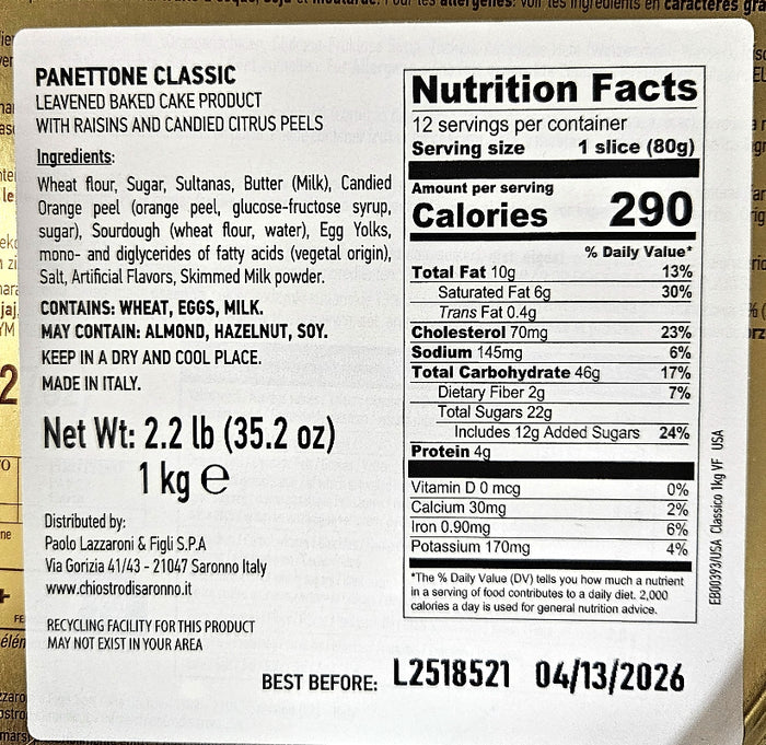 Panettone Antica Recetta in Red Tin - 1 Kg