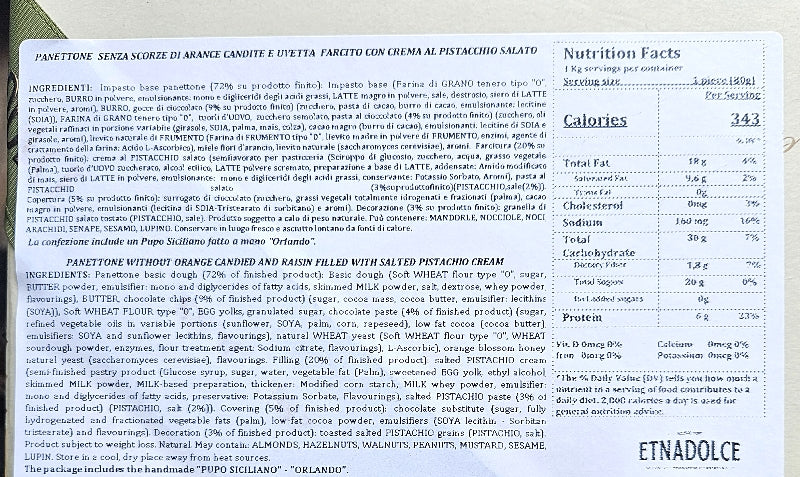 Pistachio Panettone with Sicilian Pupo: Orlando - Gift Box