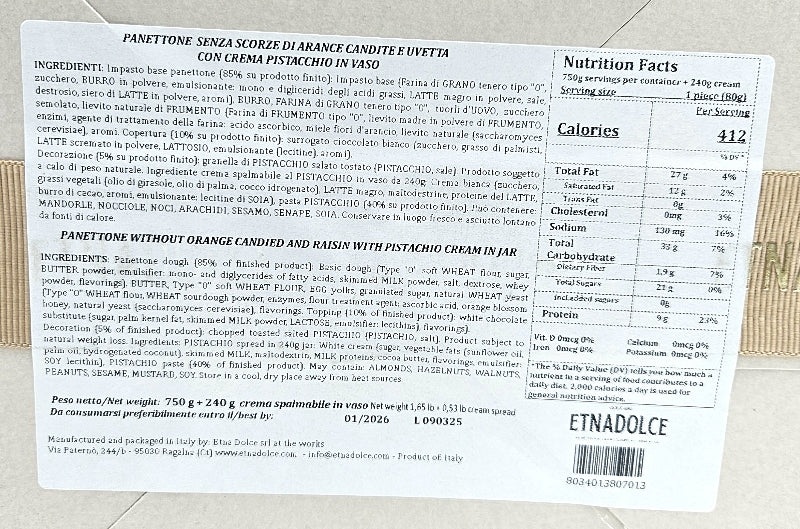 Pistachio Panettone with Pistachio Cream Jar - Box Set