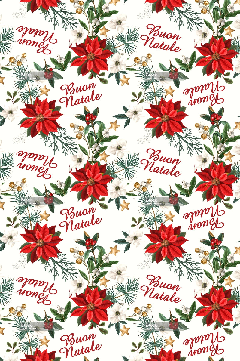 The Buon Natale Poinsettia Napkin - Made in Italy