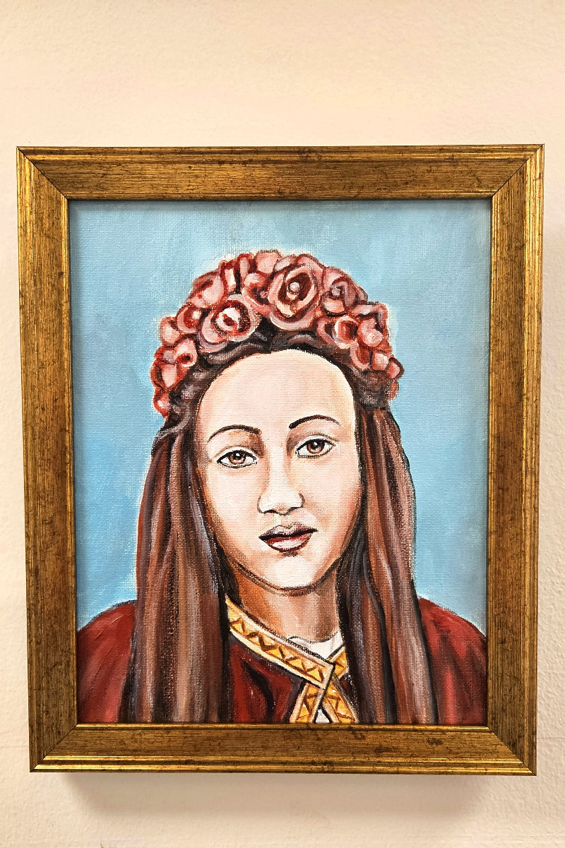 Handpainted Santa Rosalia portrait by Angela Rago