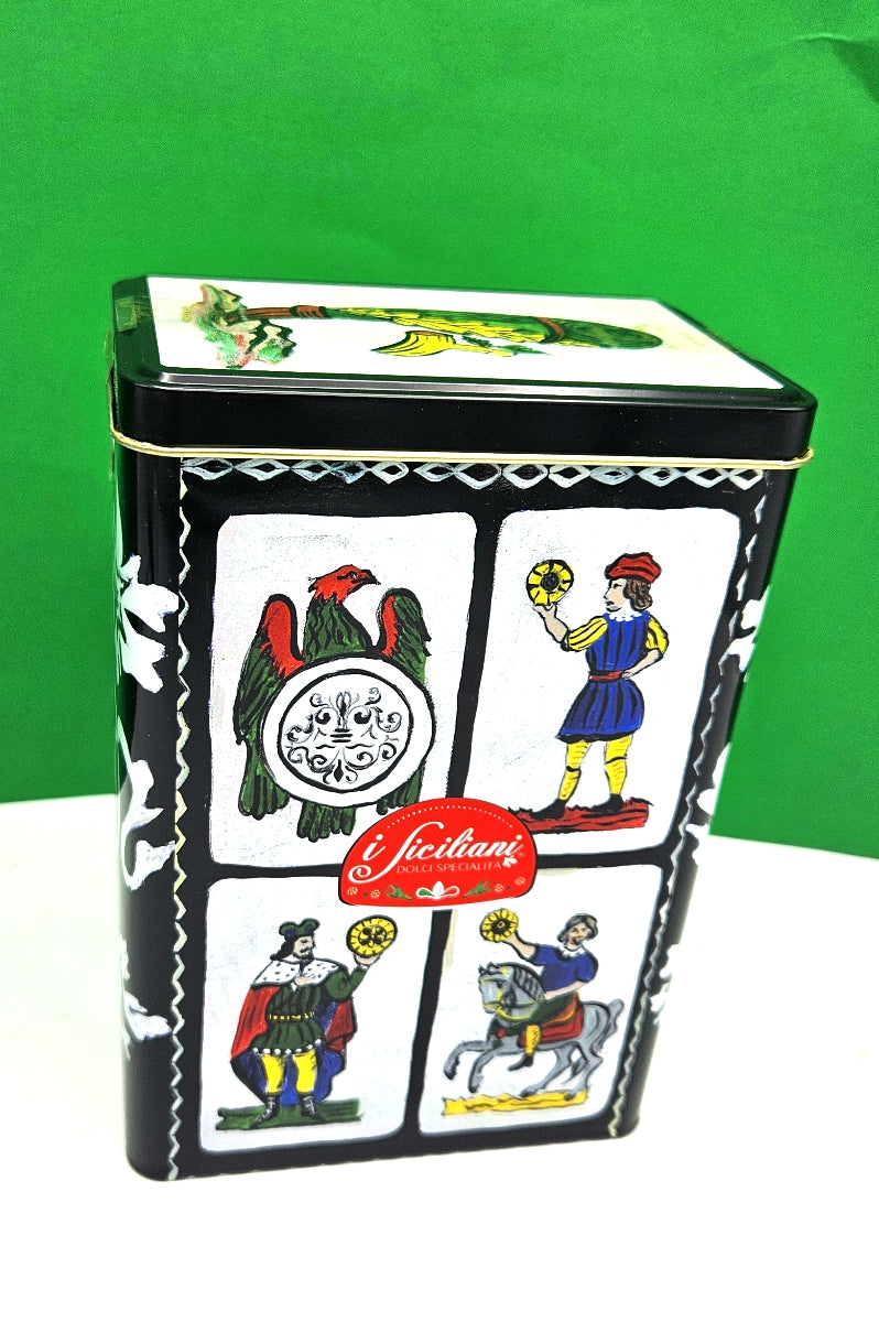 Sicilian Tower Tin  with Torroncini Siciliani - Soft Sicilian Torroncini